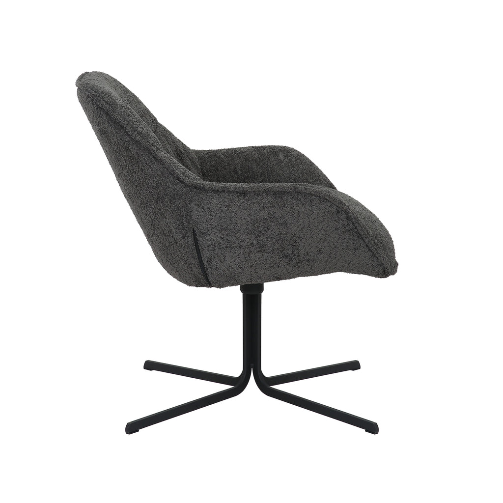 Sessel Miloo Dunkelgrau – drehbarer Polstersessel mit Metallgestell, 79×79,5×81 cm, Sitzhöhe 48 cm, Polyesterstoff