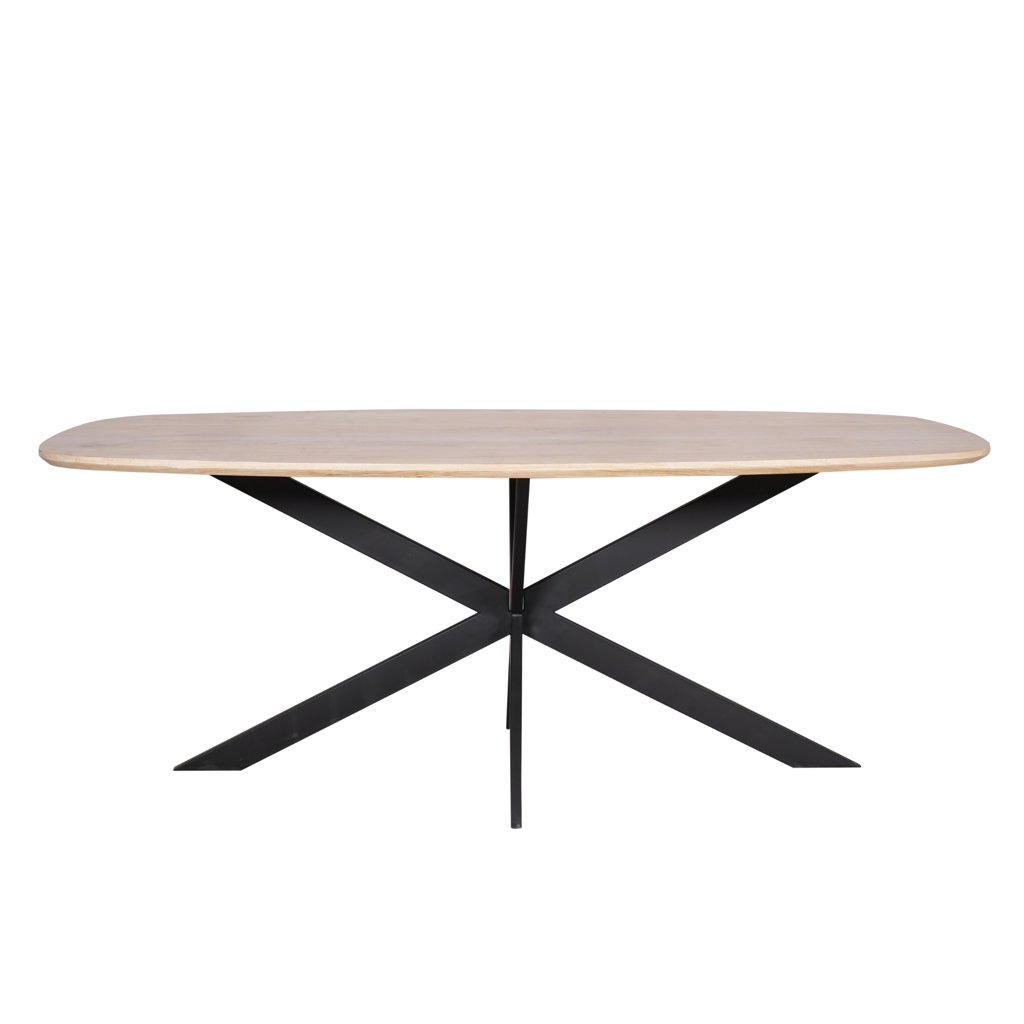 Esstisch Evoque – dänisch oval, Natur Eiche FSC-zertifiziert, 200 x 100 x 76 cm, Massivholz mit Spidergestell