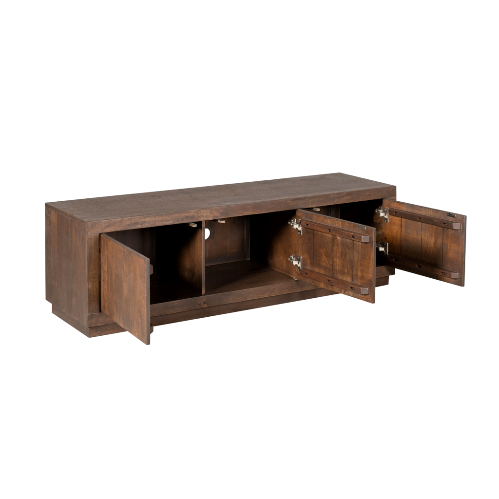 TV-Board Bali Braun – Lowboard aus Mangoholz mit Push-to-Open-System, 150 x 45 x 46 cm