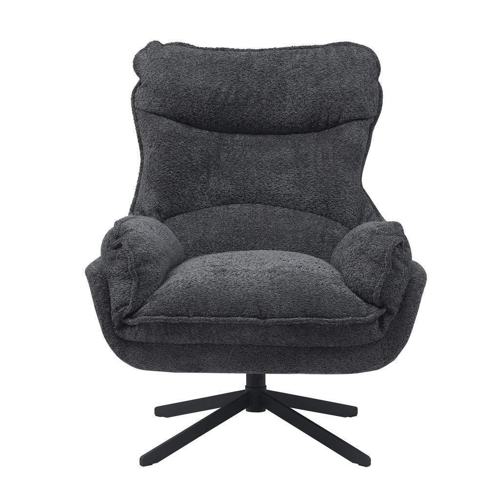 Sessel Vera mit Drehfunktion – 82x95x96,5 cm – komfortabel, modern & pflegeleicht – Polyesterbezug dunkelgrau & Metallgestell