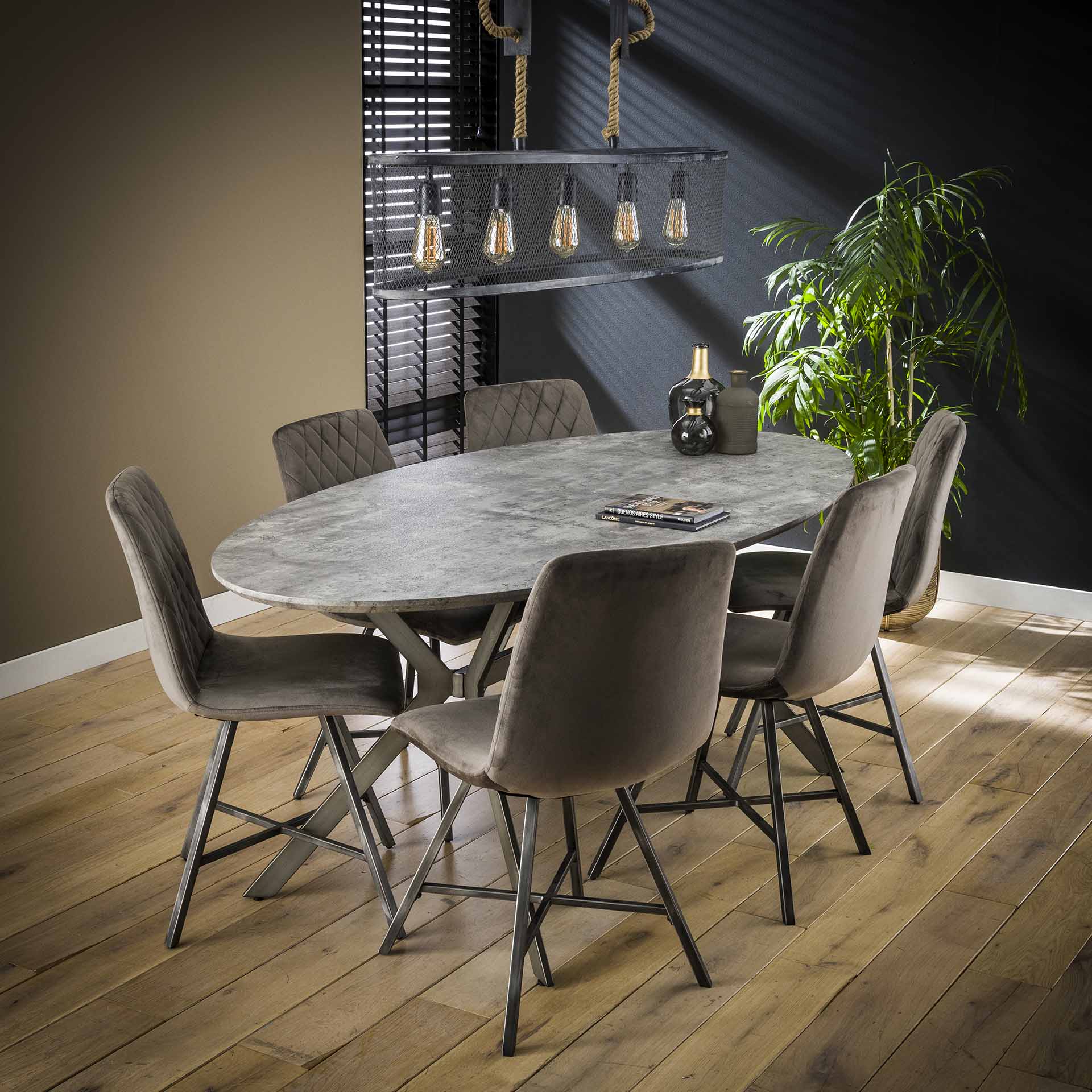 Esstisch oval 200 cm | 3D Beton Optik