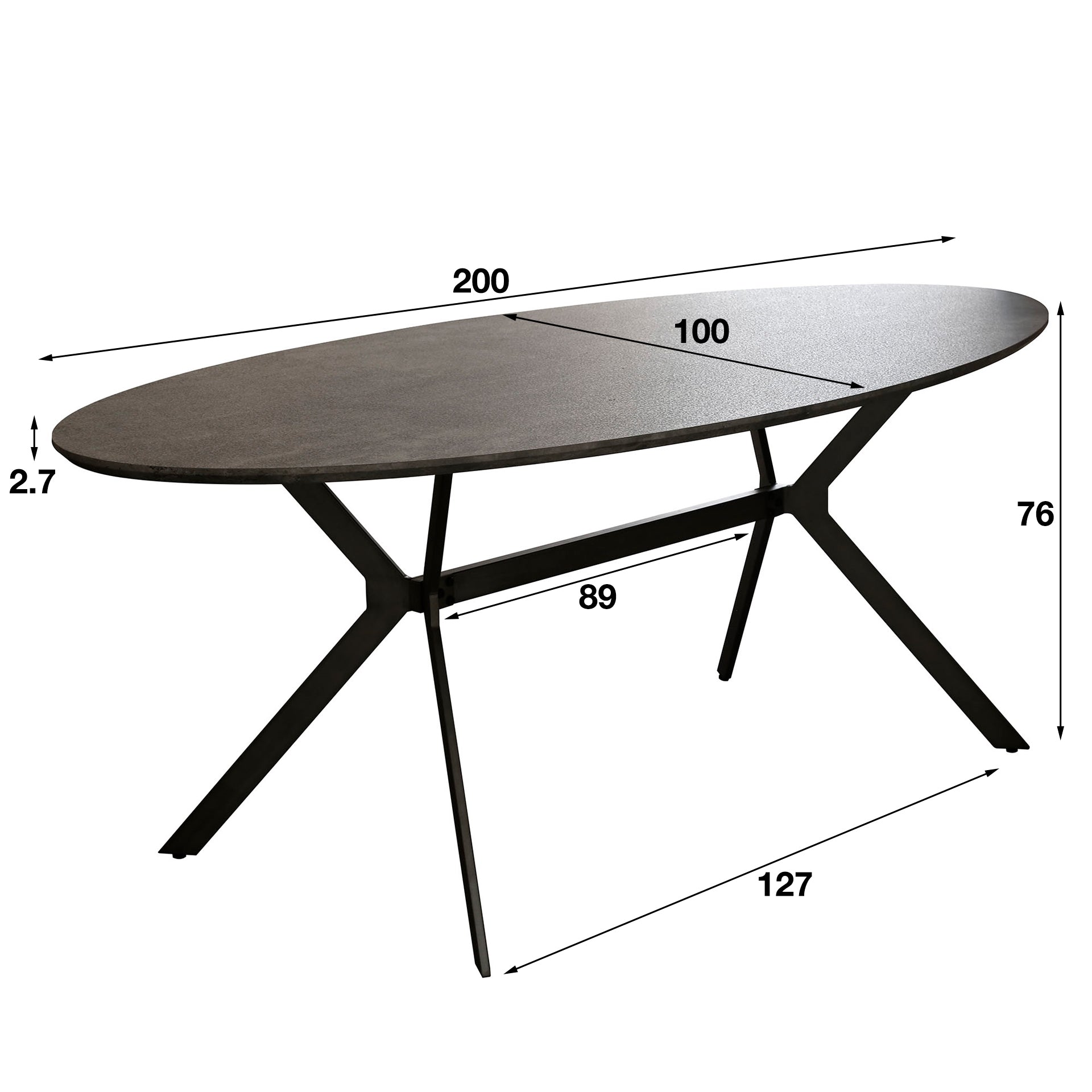 Esstisch oval 200 cm | 3D Beton Optik