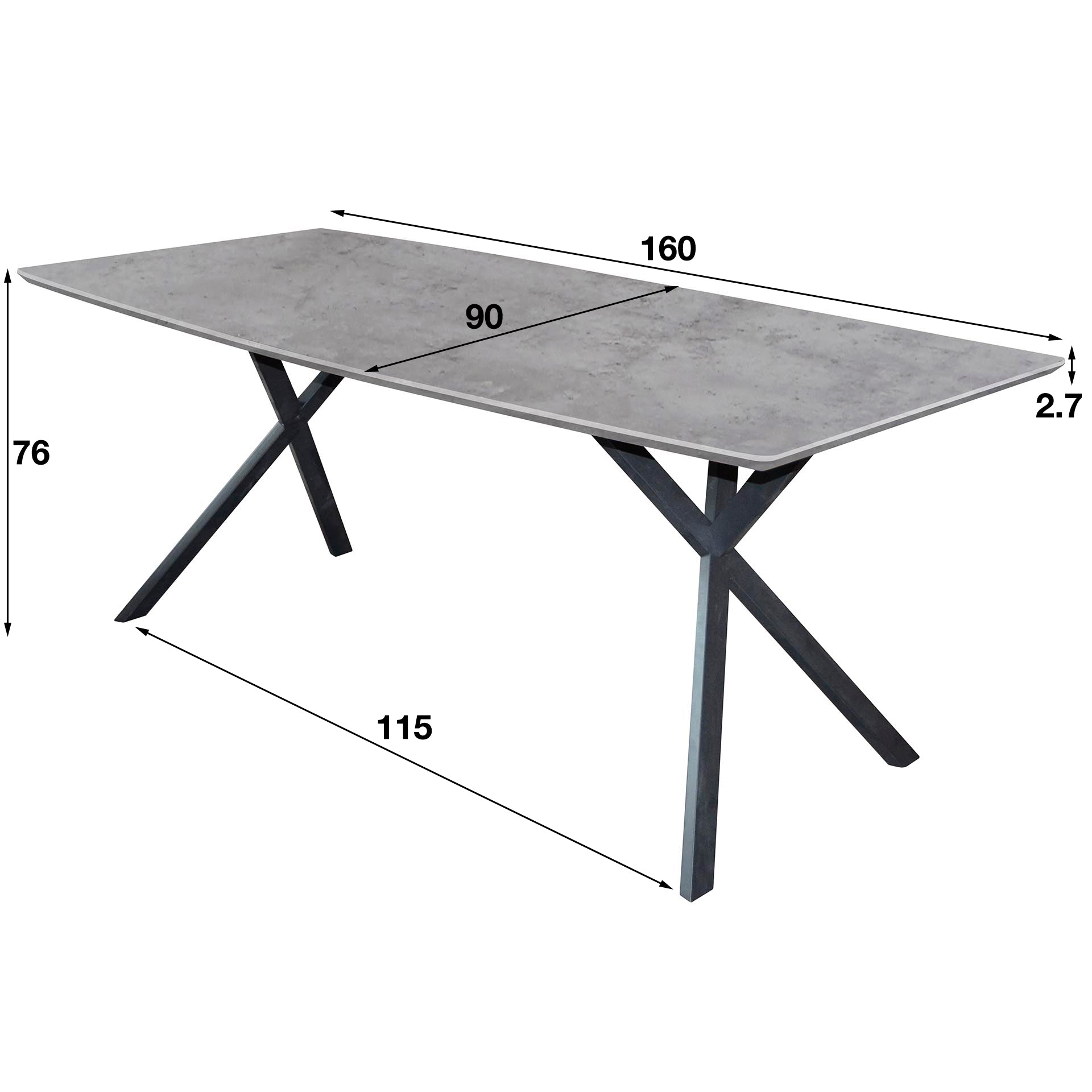 Esstisch Vareno Oval – MDF-Tischplatte in 3D-Eichen- oder Betonoptik mit Stahlgestell, 160 x 90 x 76 cm, moderner Esszimmertisch