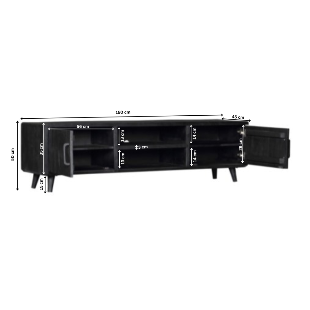 TV-Schrank Omaha Schwarz | 180 cm