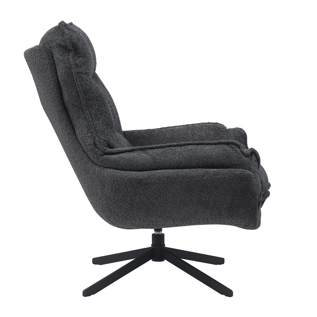 Sessel Vera mit Drehfunktion – 82x95x96,5 cm – komfortabel, modern & pflegeleicht – Polyesterbezug dunkelgrau & Metallgestell