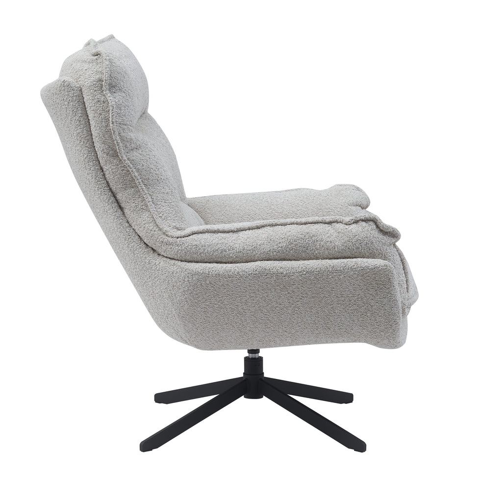 Sessel Vera Off-White – Drehsessel mit Stoffbezug & Metallgestell, 82 x 95 x 96,5 cm