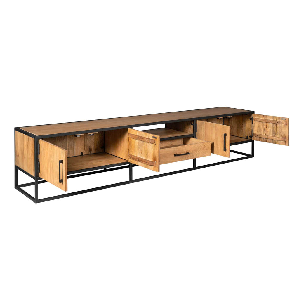 Tv-Schrank Denver | Mangoholz und Stahl | 240 cm
