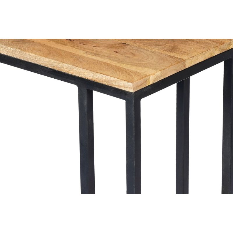 Beistelltisch Slider Naturel High – Sofatisch aus Mangoholz & schwarzem Metall, 32 x 48 x 72 cm