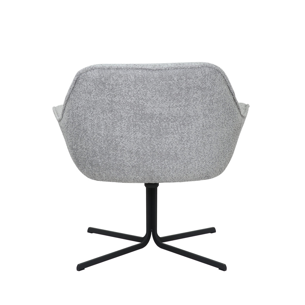 Sessel Miloo – moderner Drehsessel mit Polyesterbezug & Metallgestell, 79 x 79,5 x 81 cm, Hellgrau