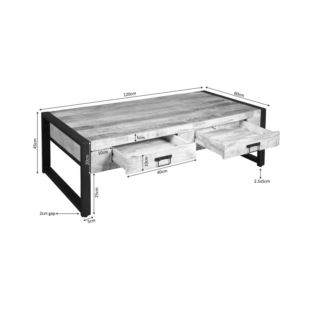 Couchtisch Boaz mit 2 Schubladen | 120 cm
