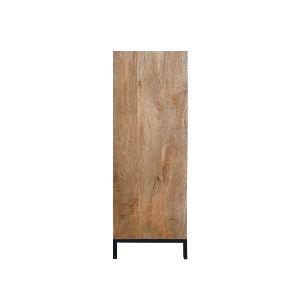 Regalschrank Rois – Mangoholz & Metall Schwarz, 60 x 45 x 220 cm