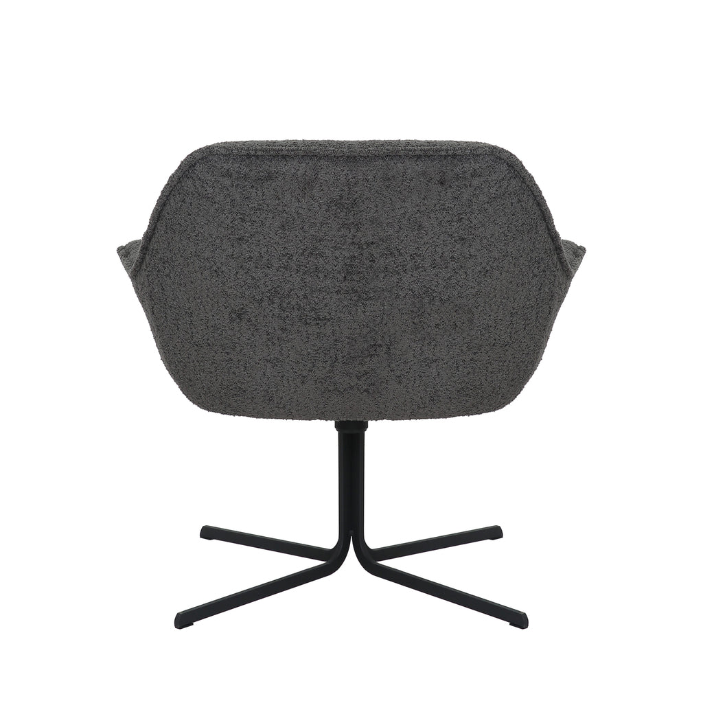 Sessel Miloo Dunkelgrau – drehbarer Polstersessel mit Metallgestell, 79×79,5×81 cm, Sitzhöhe 48 cm, Polyesterstoff