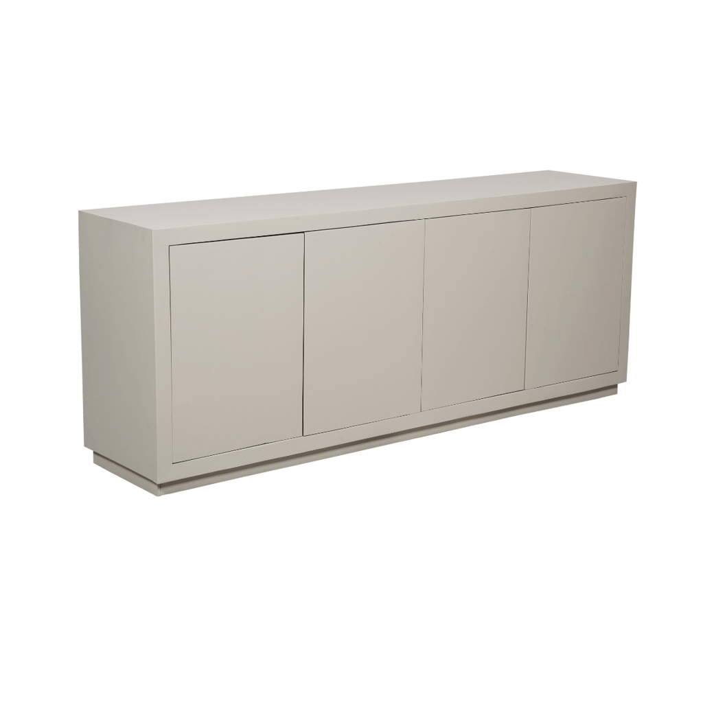 Sideboard Bali 200x45x80 cm – modernes Mangoholz in Sandfarben mit 4 Türen & Push-to-Open-System