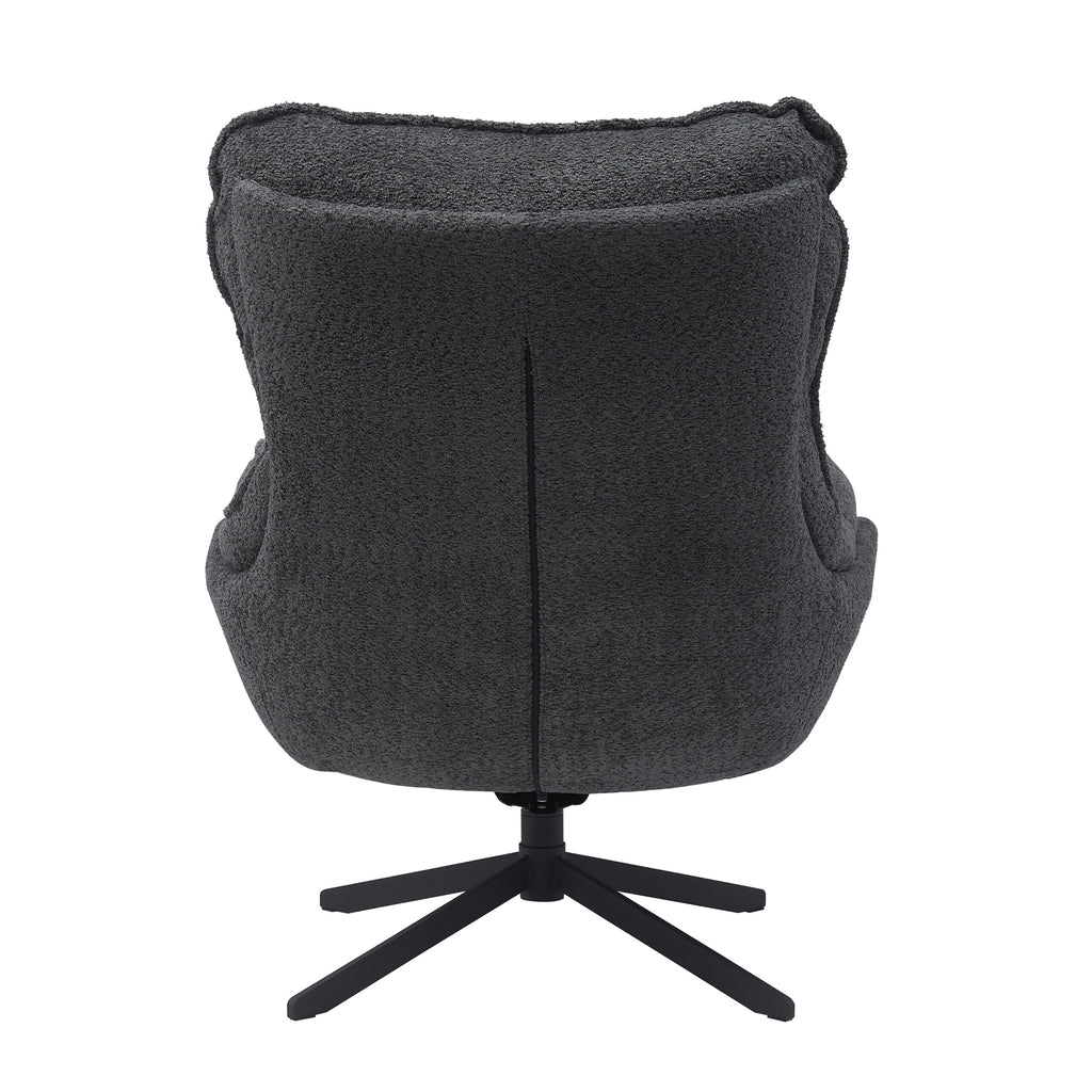 Sessel Vera mit Drehfunktion – 82x95x96,5 cm – komfortabel, modern & pflegeleicht – Polyesterbezug dunkelgrau & Metallgestell