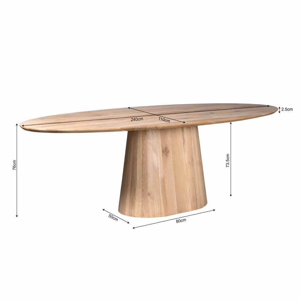 Esstisch Verona Natur – Ovaler Holztisch aus massiver Eiche mit modernem Tischgestell, 240 x 120 x 76 cm, eleganter Esszimmertisch