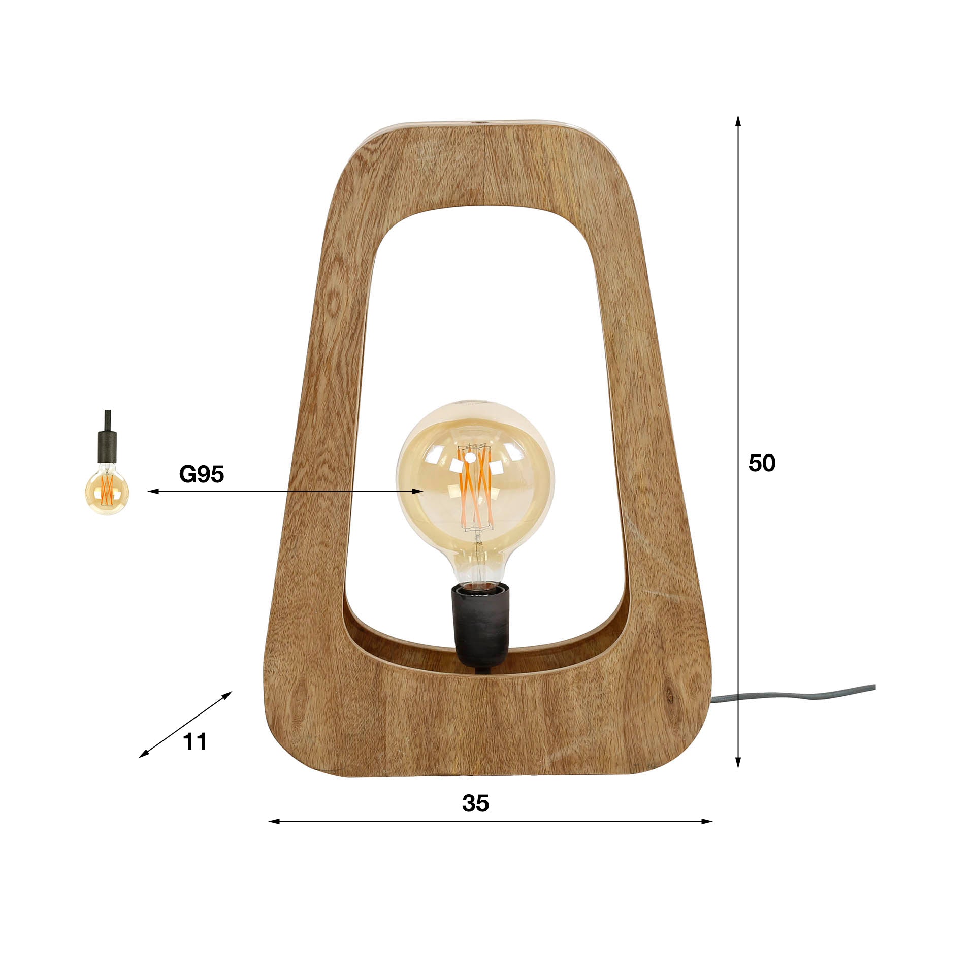 Tischleuchte – Aria Living – Massivholz Mango natur