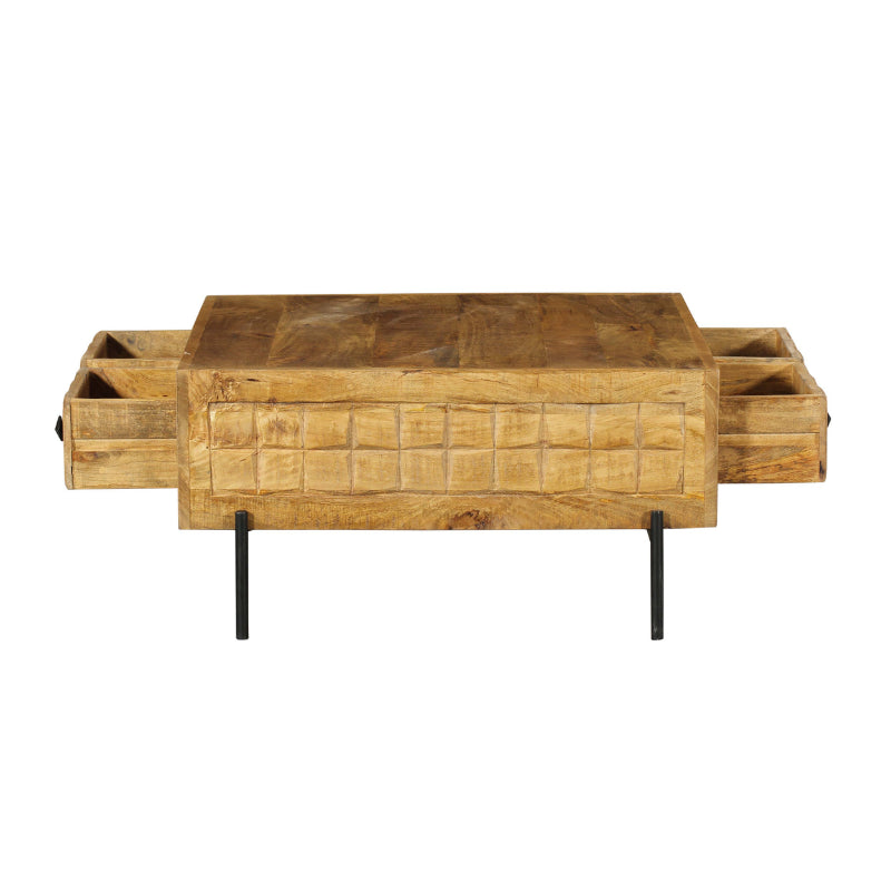Couchtisch Jacky – Mangoholz, 4 Schubladen, 80 x 80 x 40 cm