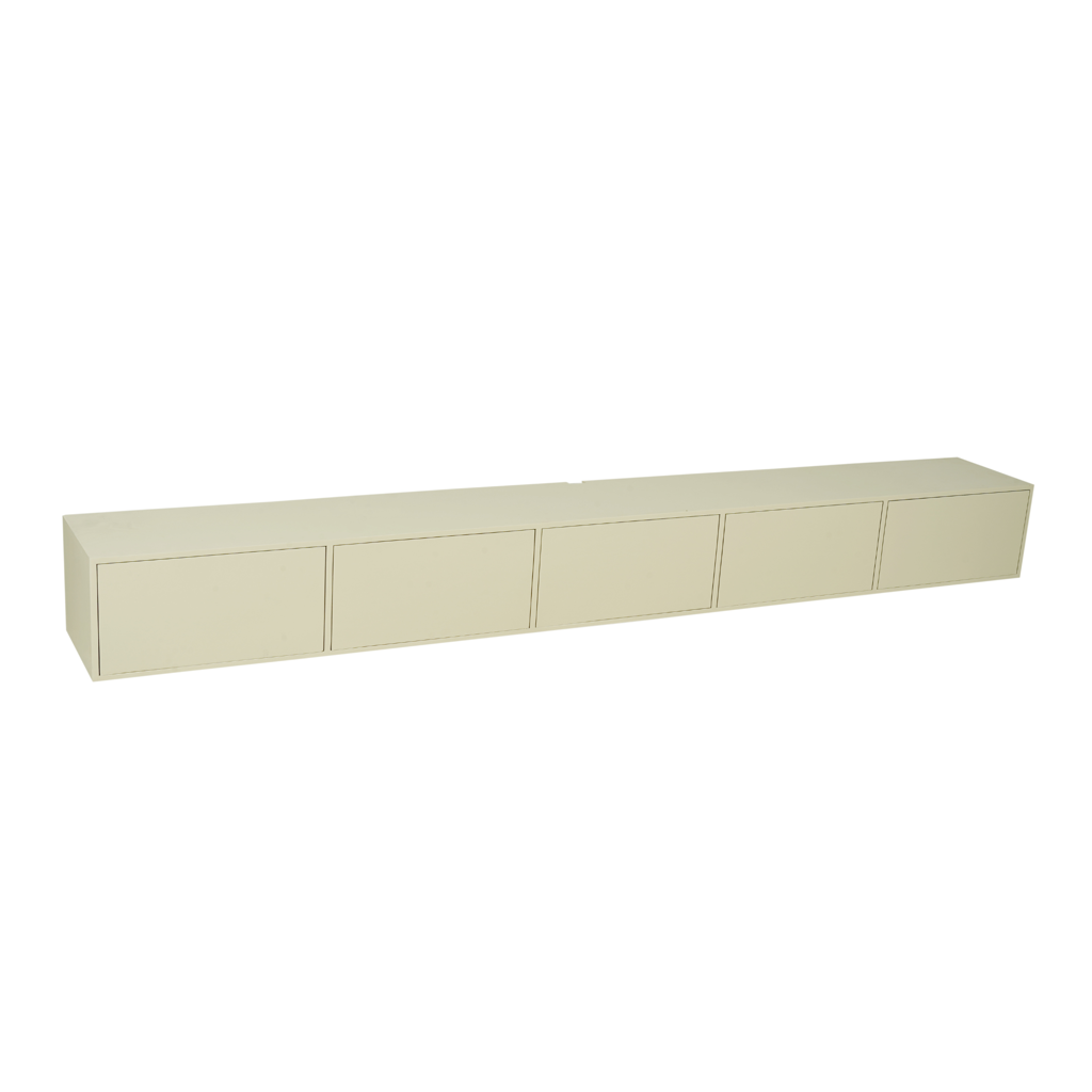 Schwebendes Lowboard Focus 280x35x30 cm – elegantes TV-Board aus Mangoholz Sand mit Push-to-Open