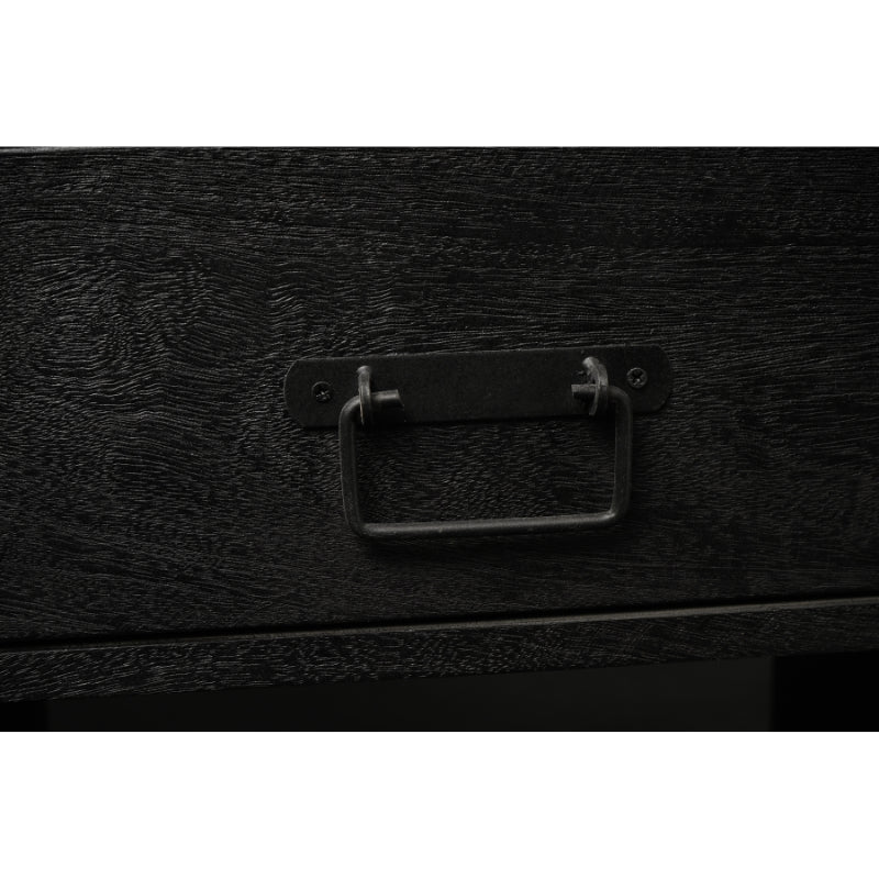 Bücherregal Bori Schwarz – Mangoholz, 4 Schubladen & Türen, 150 x 40 x 180 cm, modernes Stauraumwunder