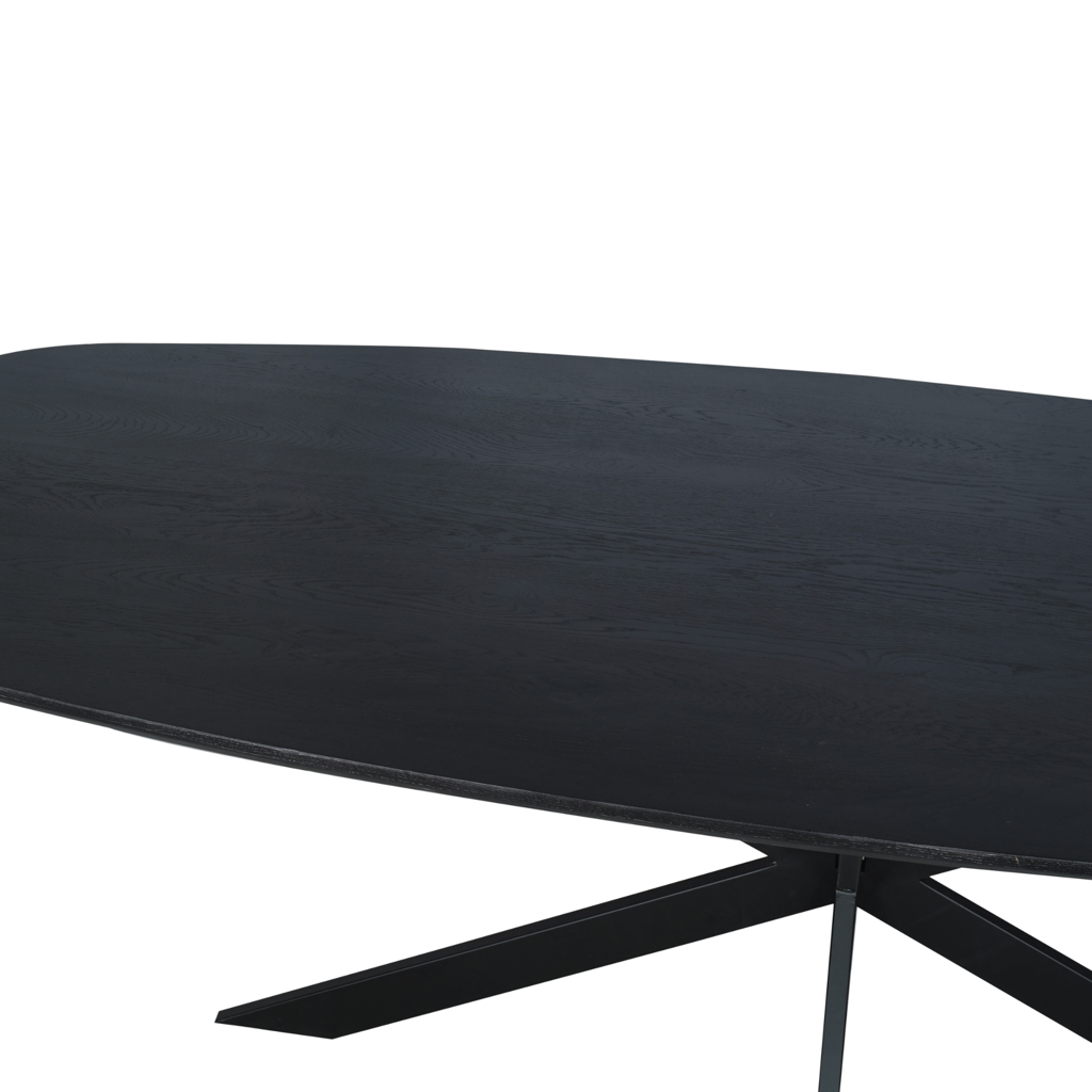 Esstisch Evoque 200x100x76 cm – FSC®-zertifizierte Eiche, massive Tischplatte in Schwarz & modernes Gestell