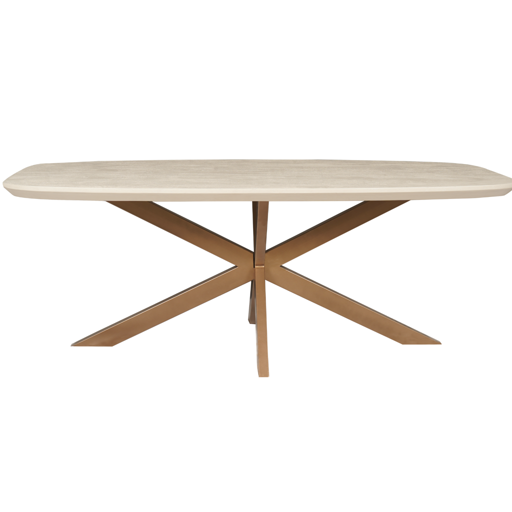 Esstisch Mandy Sand – Mangoholz in sandgestrahltem Finish mit bronzefarbenem Tischbein, 240 x 100 x 76 cm