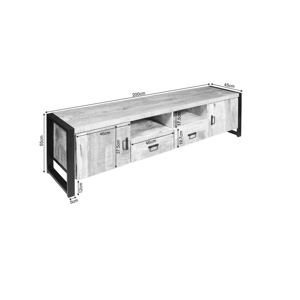 TV-Schrank Boaz 200 cm | Zwei Türen und zwei Schubladen