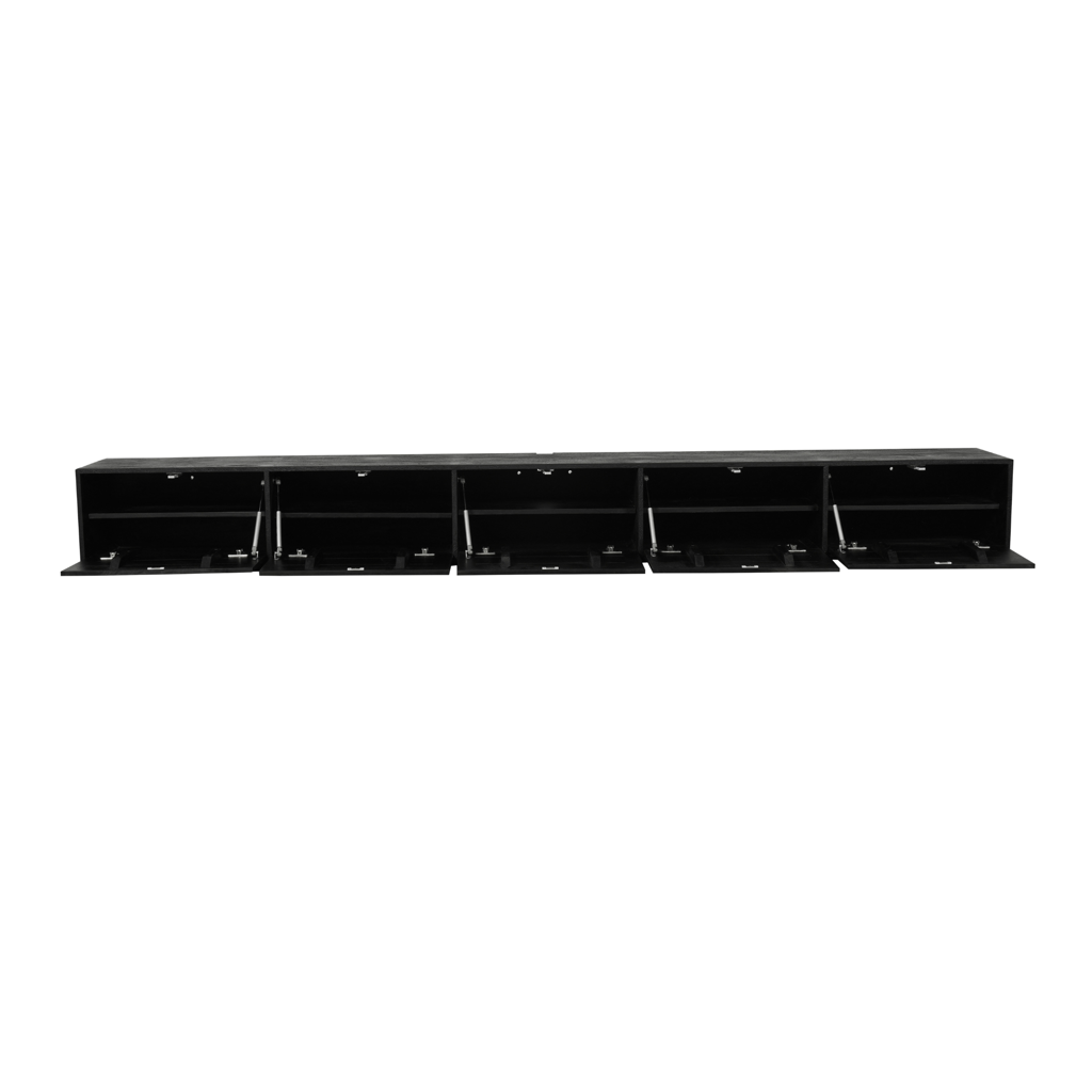 Schwebendes TV-Board Vision 280x35x30 cm – Massives Mangoholz mit Push-to-Open System & grifflosen Türen