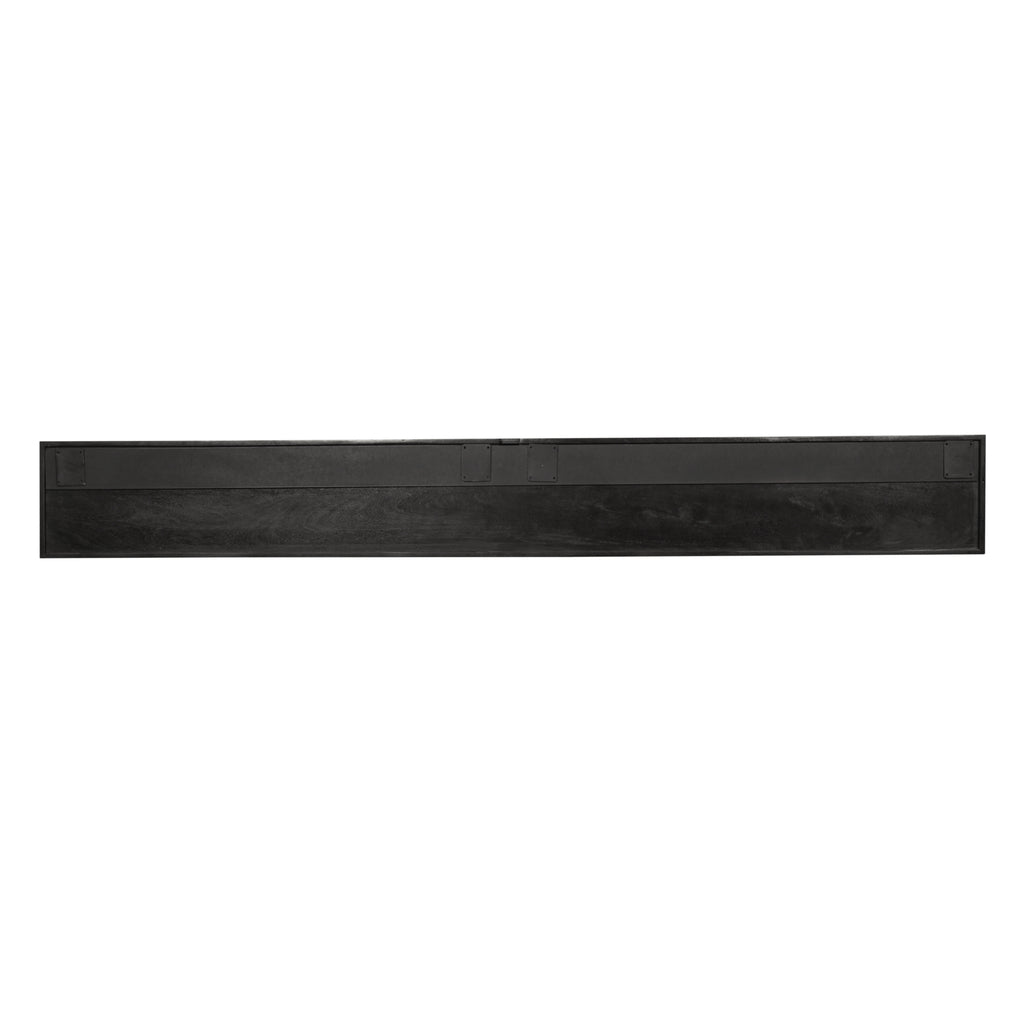 Schwebendes TV-Möbel Mandy Black – Mangoholz mit Lattenmuster & Push-to-Open, 240 x 35 x 30 cm