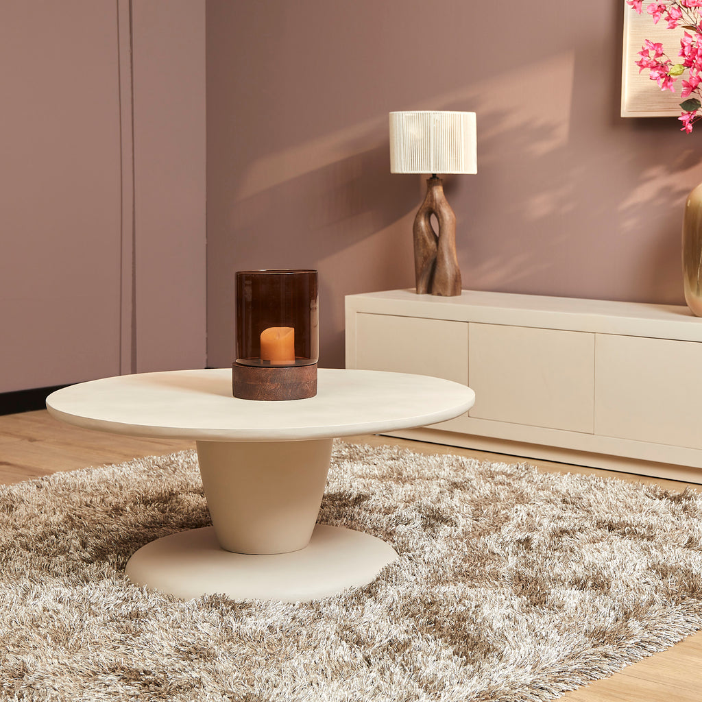 Couchtisch Meri – Mangoholz in Sand-Finish, 90 x 90 x 38 cm, modernes und einzigartiges Design