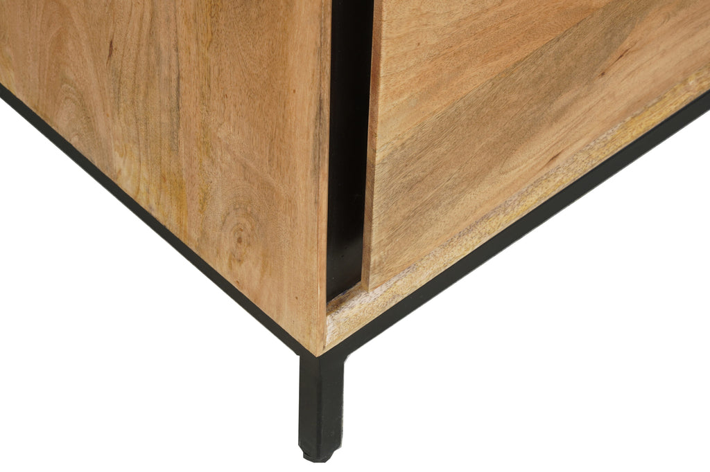 Kommode Rois – Sideboard aus Mangoholz & Metall mit Tür und 3 Schubladen, 100 x 45 x 85 cm