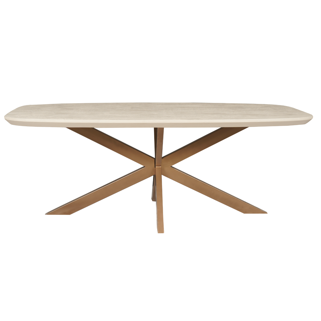 Esstisch Mandy Sand – Rechteckiger Mangoholztisch 160 x 90 x 76 cm mit bronzefarbenem Gestell