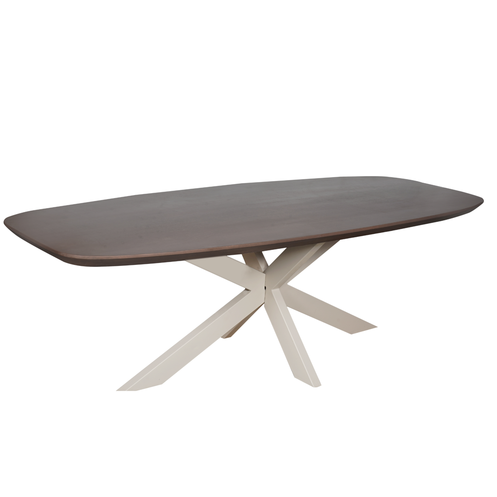 Esstisch Mandy Sand – Mangoholz in sandgestrahltem Finish mit bronzefarbenem Tischbein, 240 x 100 x 76 cm