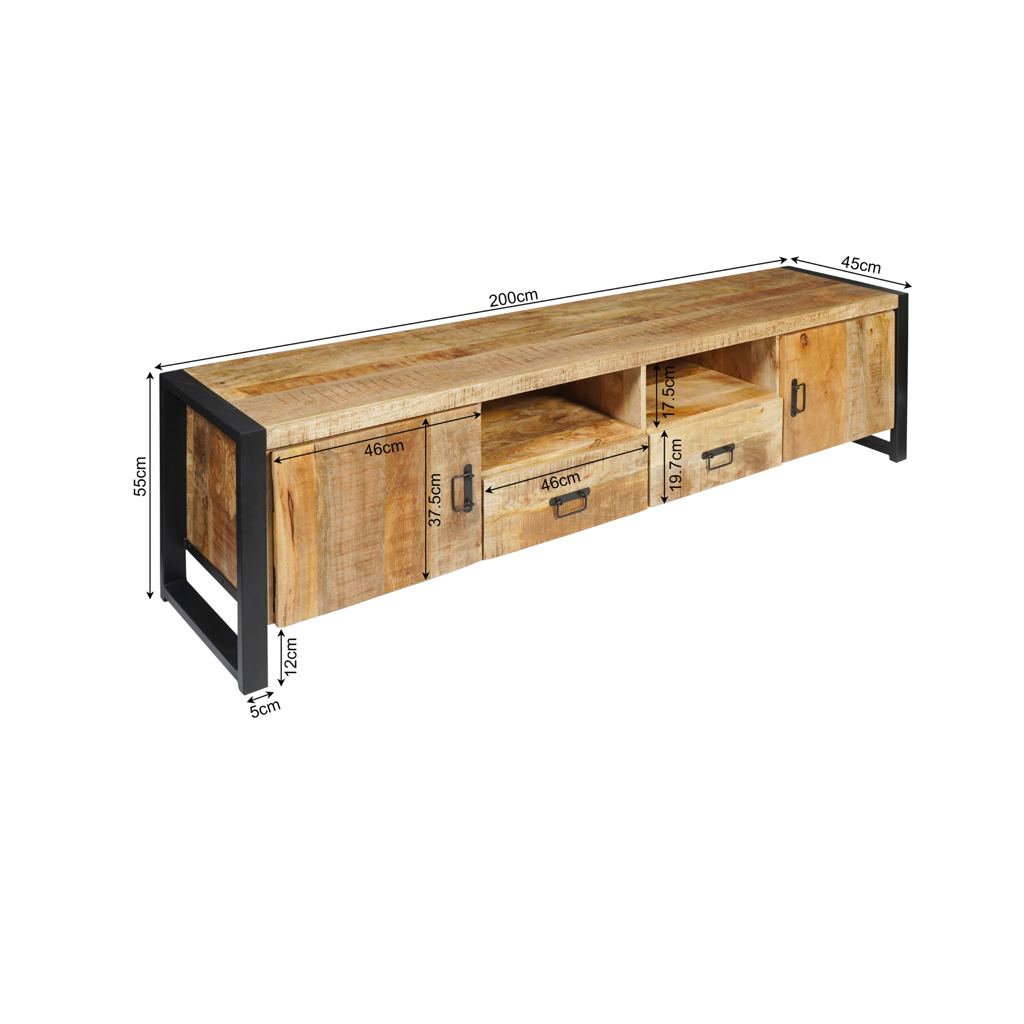 TV-Schrank Boaz 200 cm | Zwei Türen und zwei Schubladen