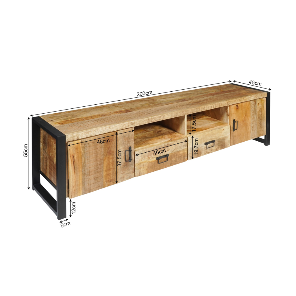 TV-Schrank Boaz 200 cm | Zwei Türen und zwei Schubladen