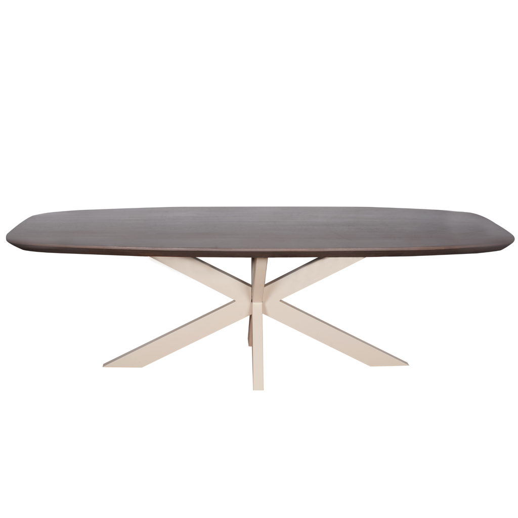 Esstisch Mandy Sand – Mangoholz in sandgestrahltem Finish mit bronzefarbenem Tischbein, 240 x 100 x 76 cm
