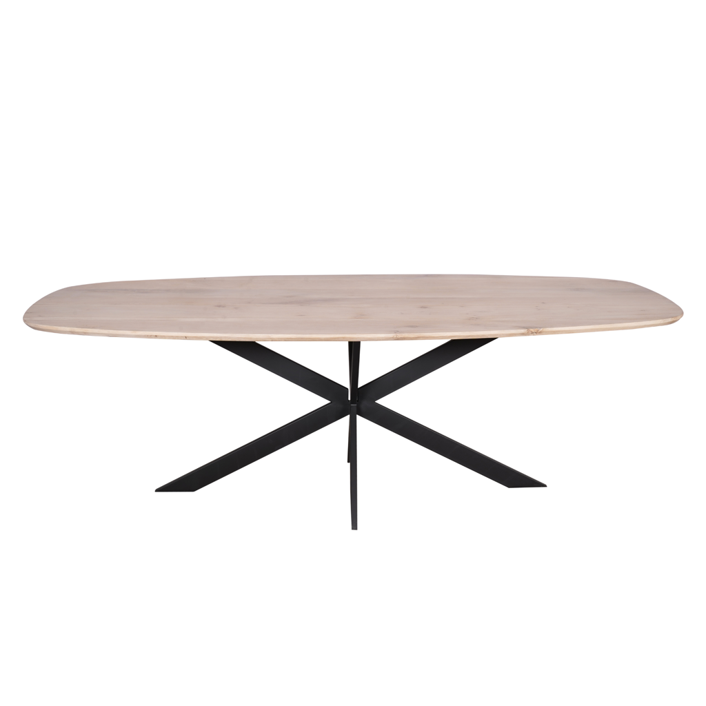 Esstisch Evoque – dänisch oval, Natur Eiche FSC-zertifiziert, 200 x 100 x 76 cm, Massivholz mit Spidergestell