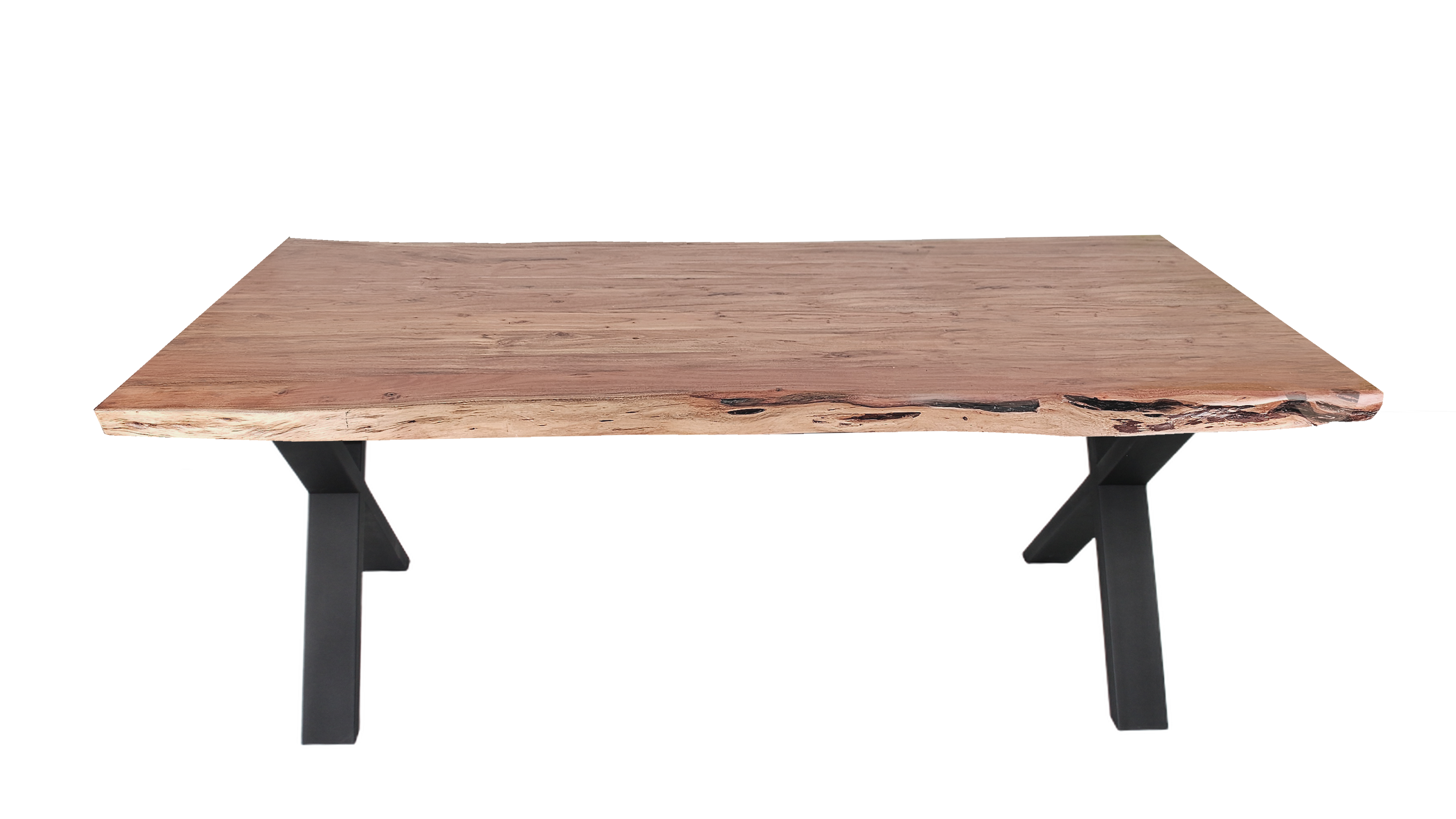 Akazie Esstisch - mit X-Gestell | Unikat mit Baumkante