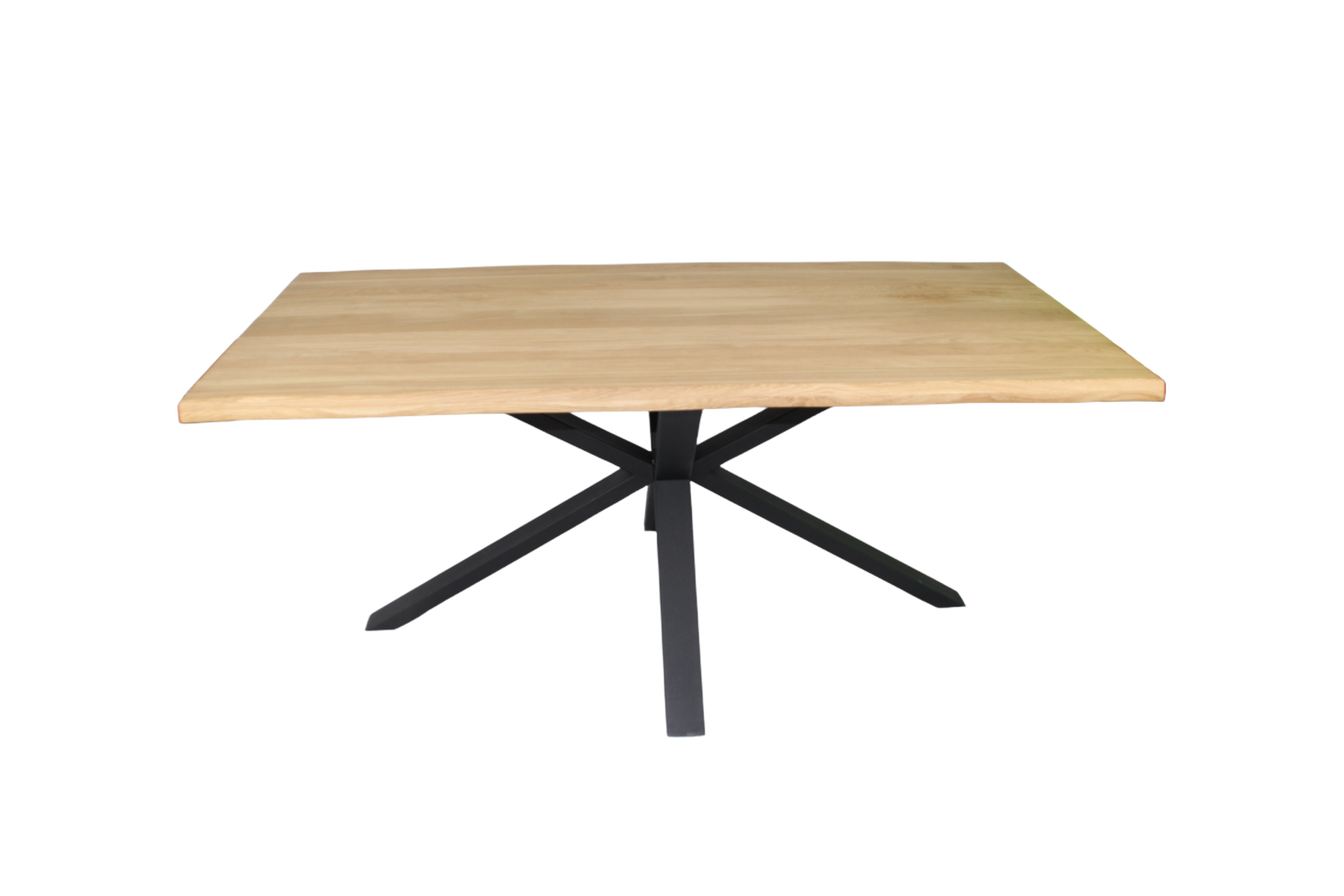 Eiche - Esstisch mit Baumkante - Spider - Gestell in Schwarz | Unikat