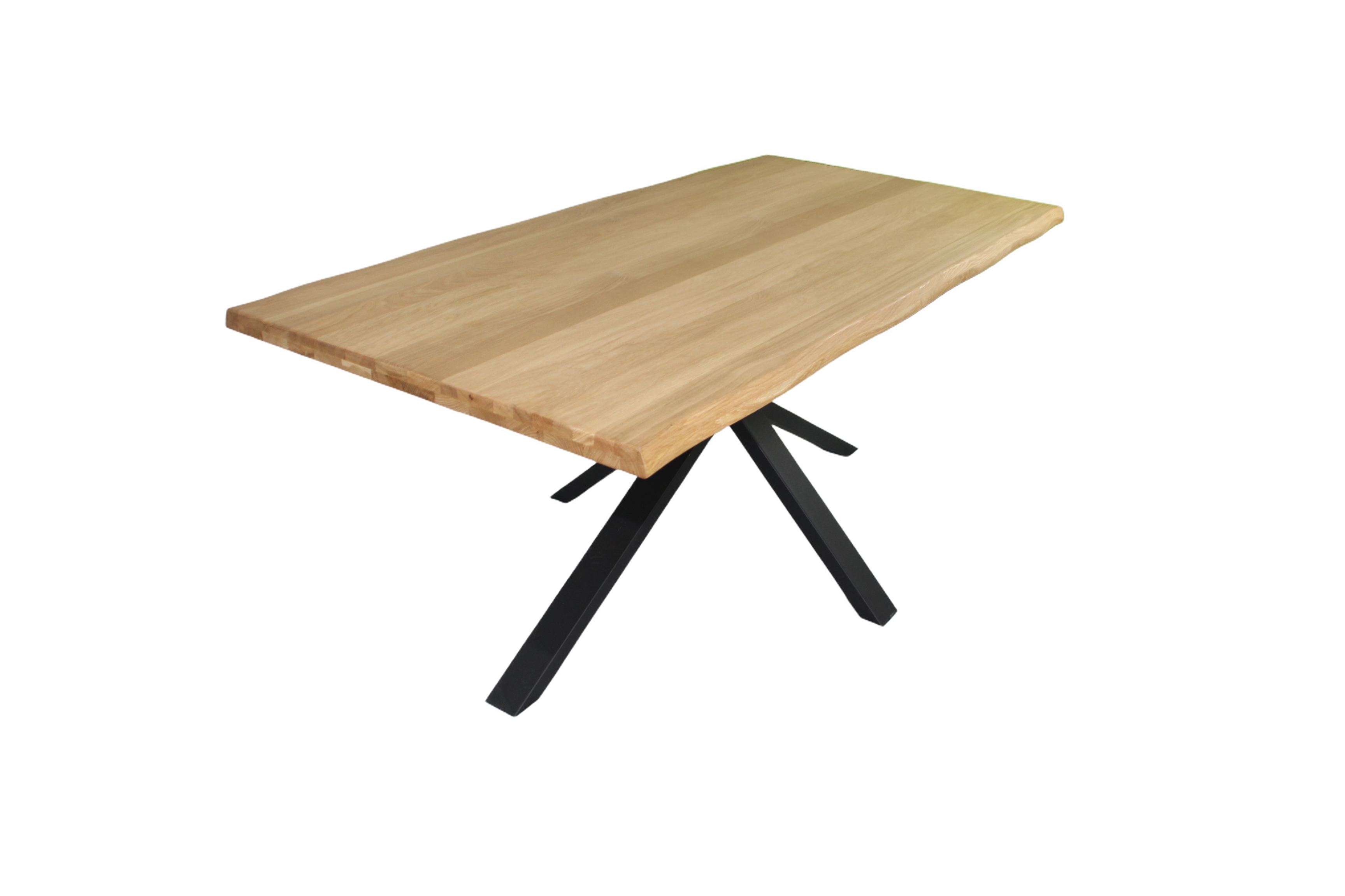 Eiche - Esstisch mit Baumkante - Spider - Gestell in Schwarz | Unikat