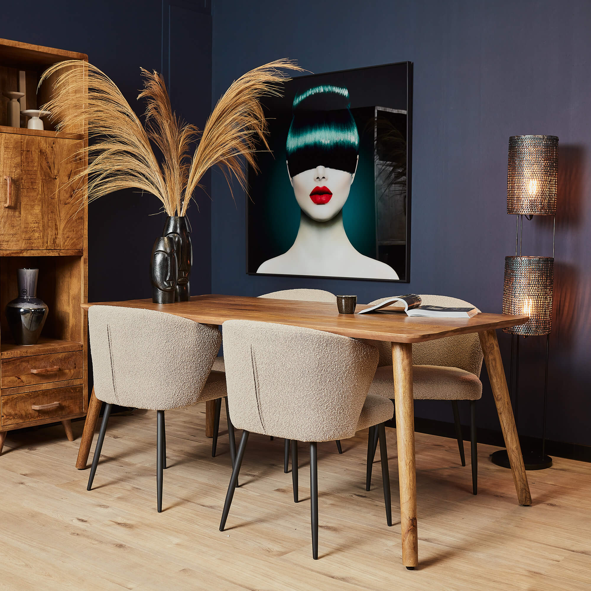 Esstisch Raven Natur 200x100x76 cm – Massives Mangoholz mit charaktervoller Maserung & modernem Design