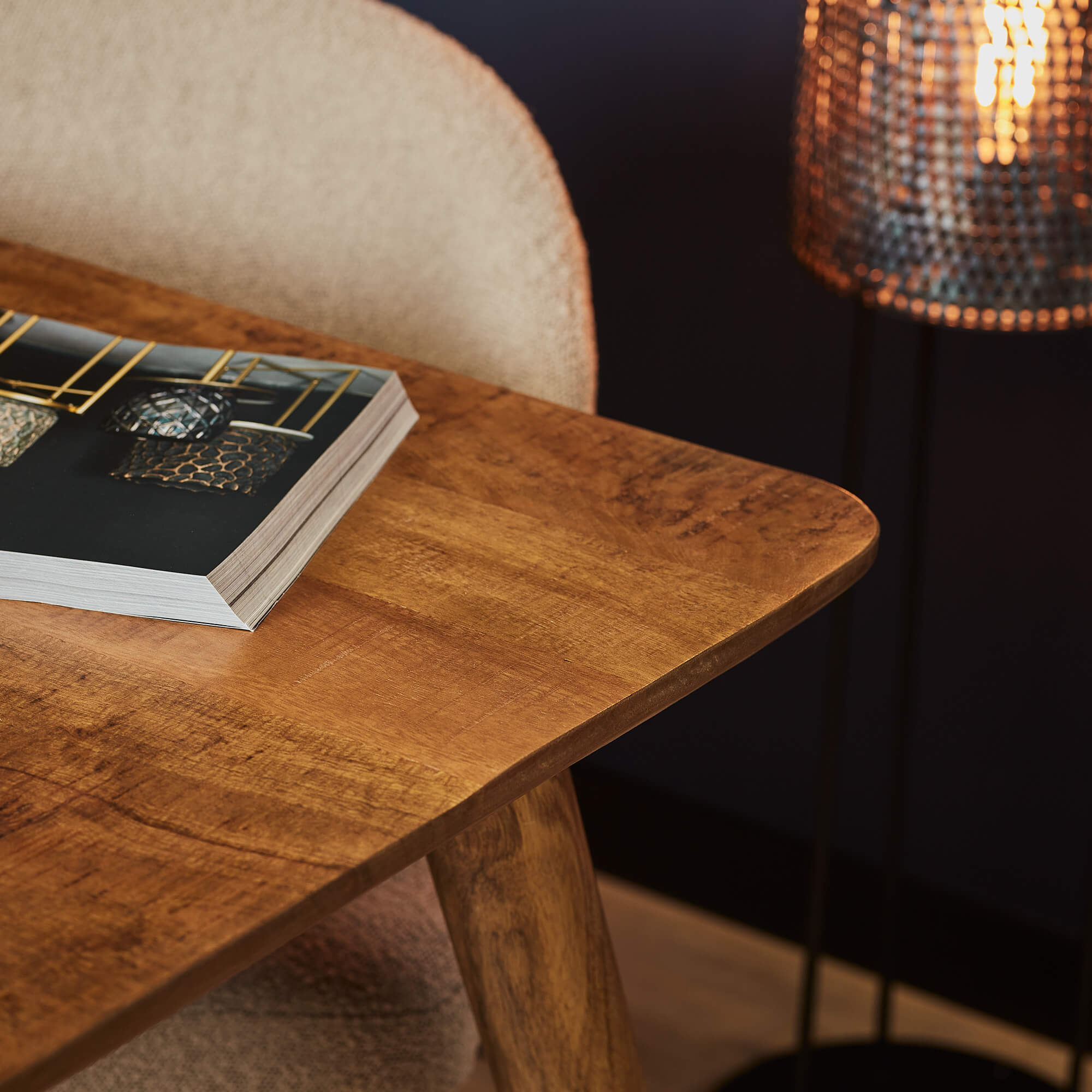 Esstisch Raven Natur 200x100x76 cm – Massives Mangoholz mit charaktervoller Maserung & modernem Design