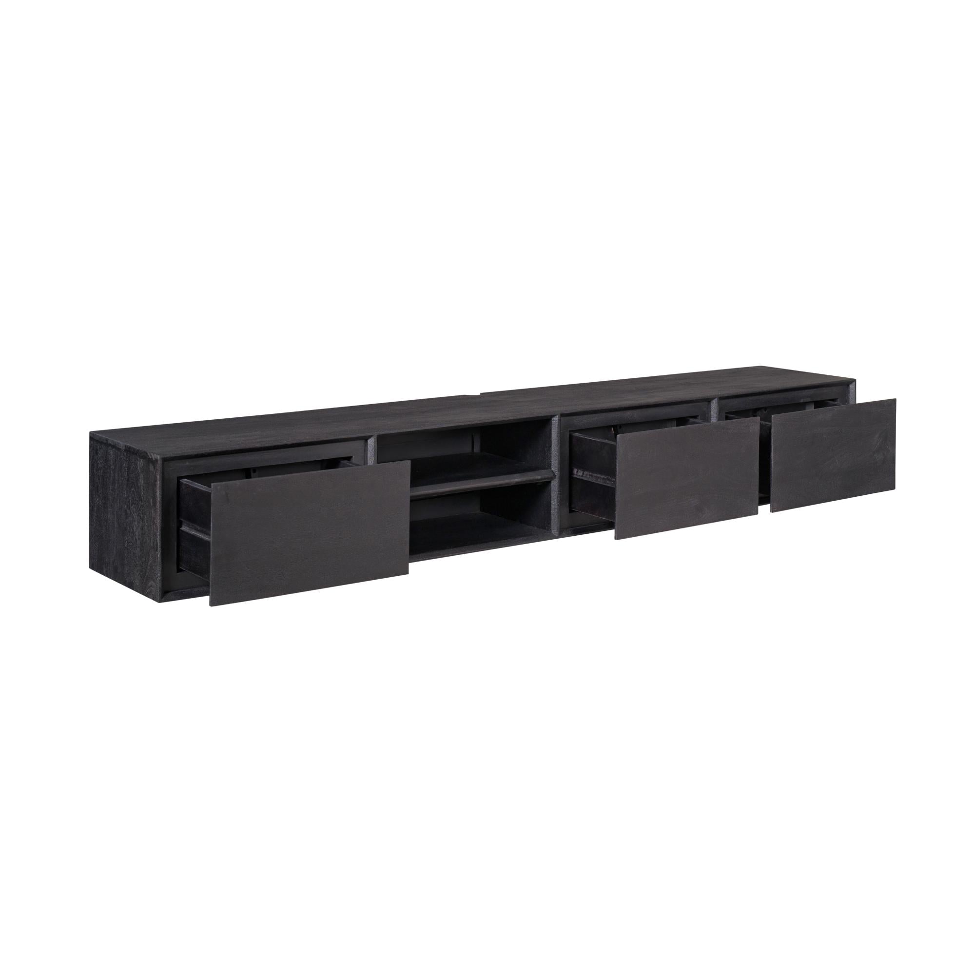 Schwebendes TV-Möbel Ambiance Schwarz | 200 cm