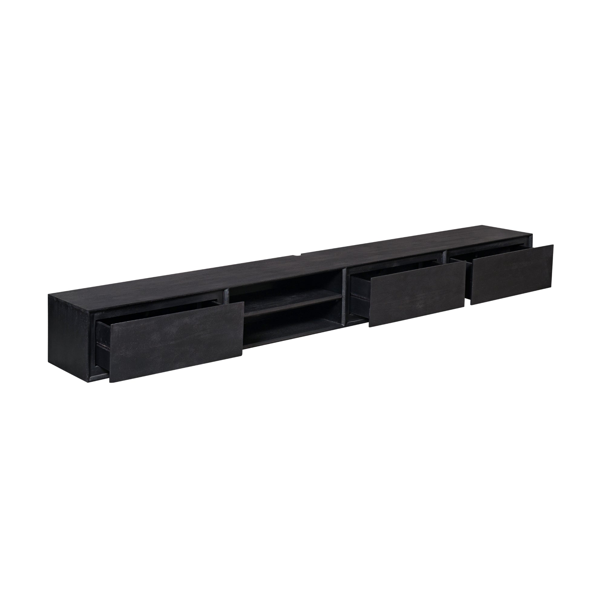 Schwebendes TV-Möbel Ambiance Schwarz | 240 cm