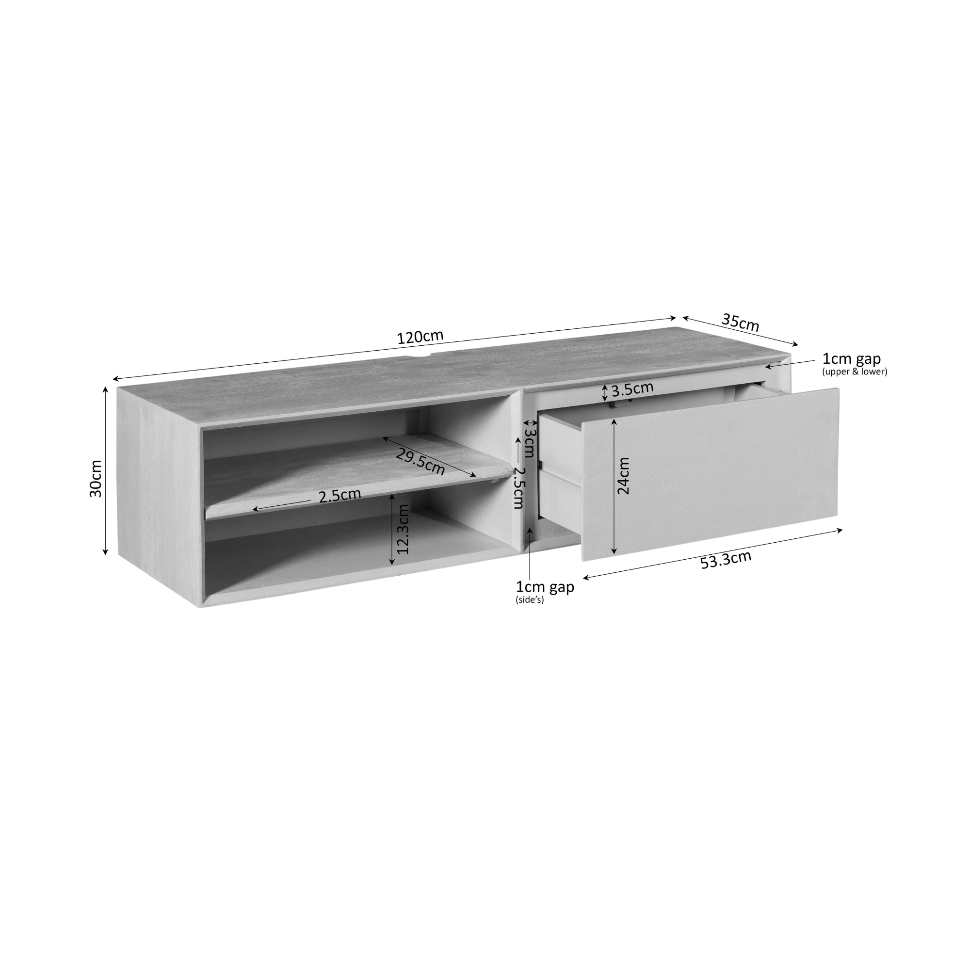 Schwebendes TV-Möbel Ambiance Brown | 120 cm