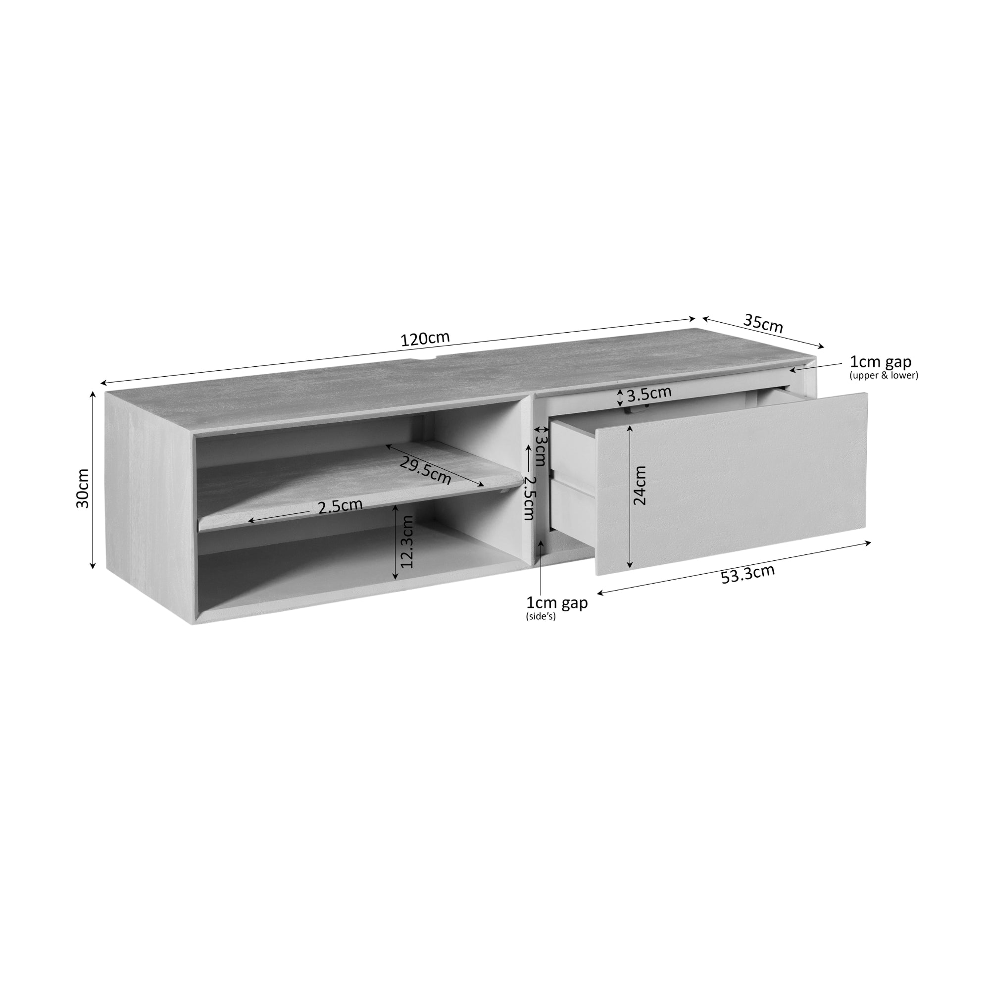Schwebendes TV-Möbel Ambiance Sand | 120 cm