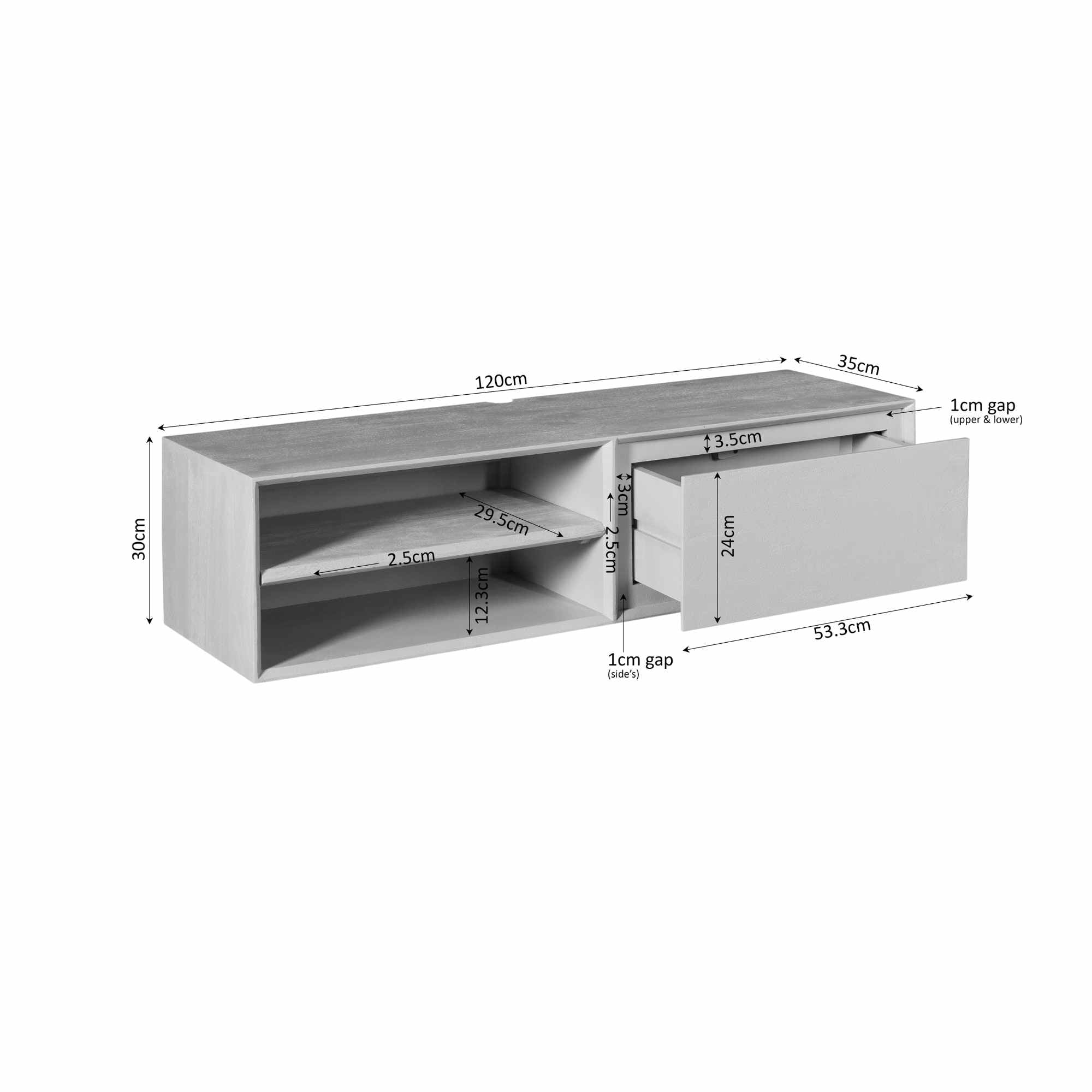 Schwebendes TV-Möbel Ambiance Taupe | 120 cm