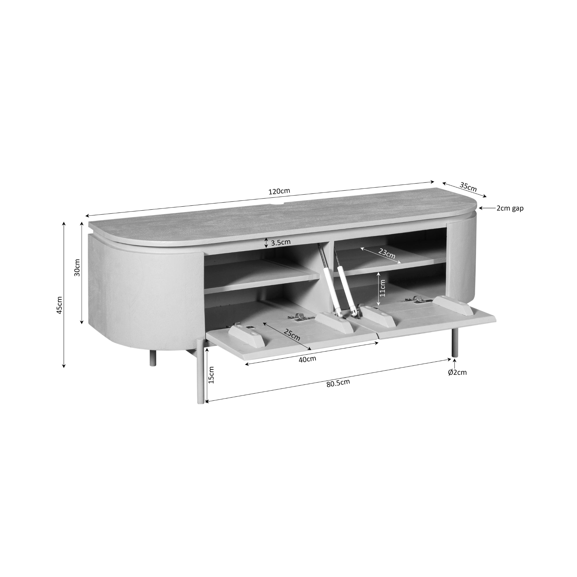 TV-Möbel Excellent Schwarz | 120 cm