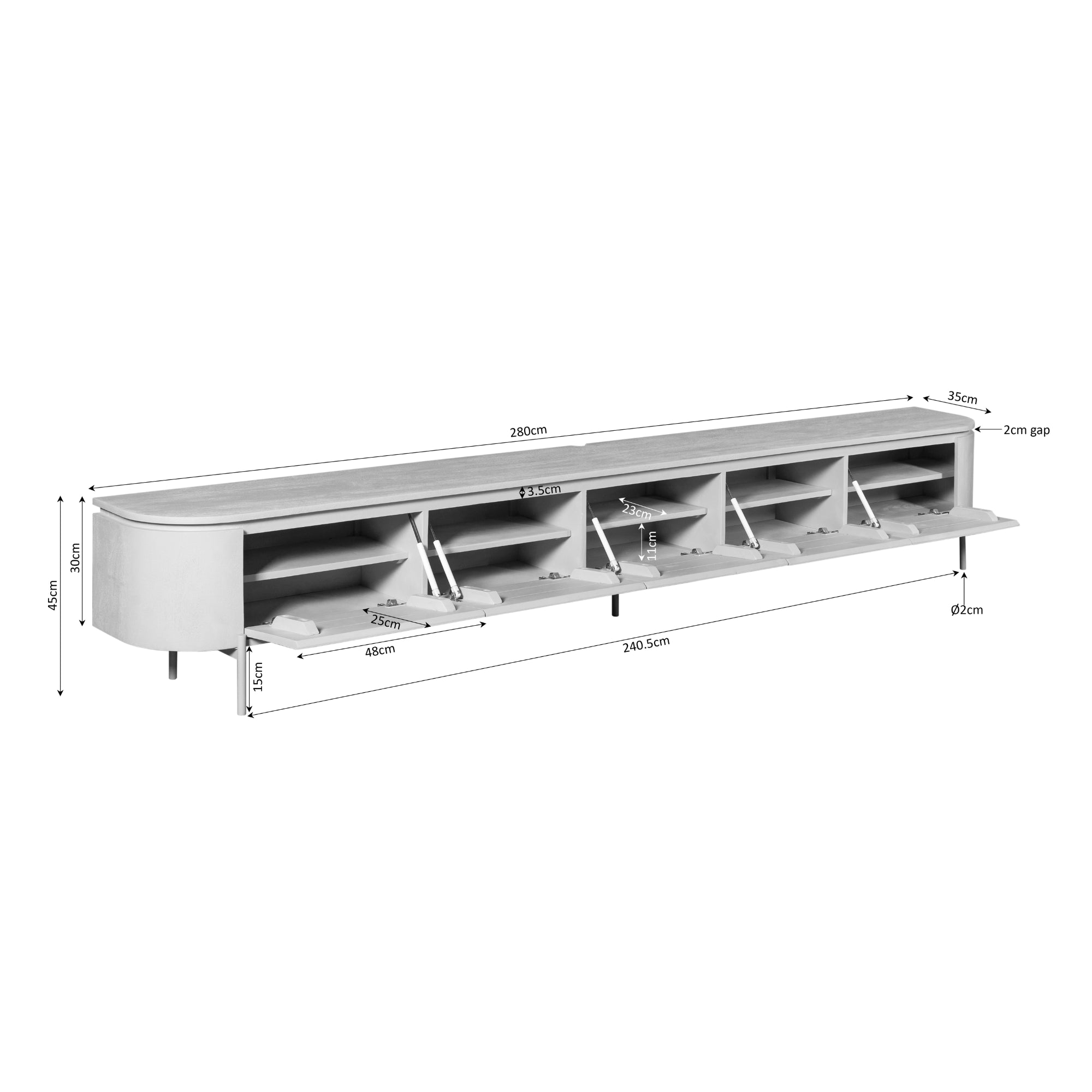 TV-Möbel Excellent Braun | 280 cm