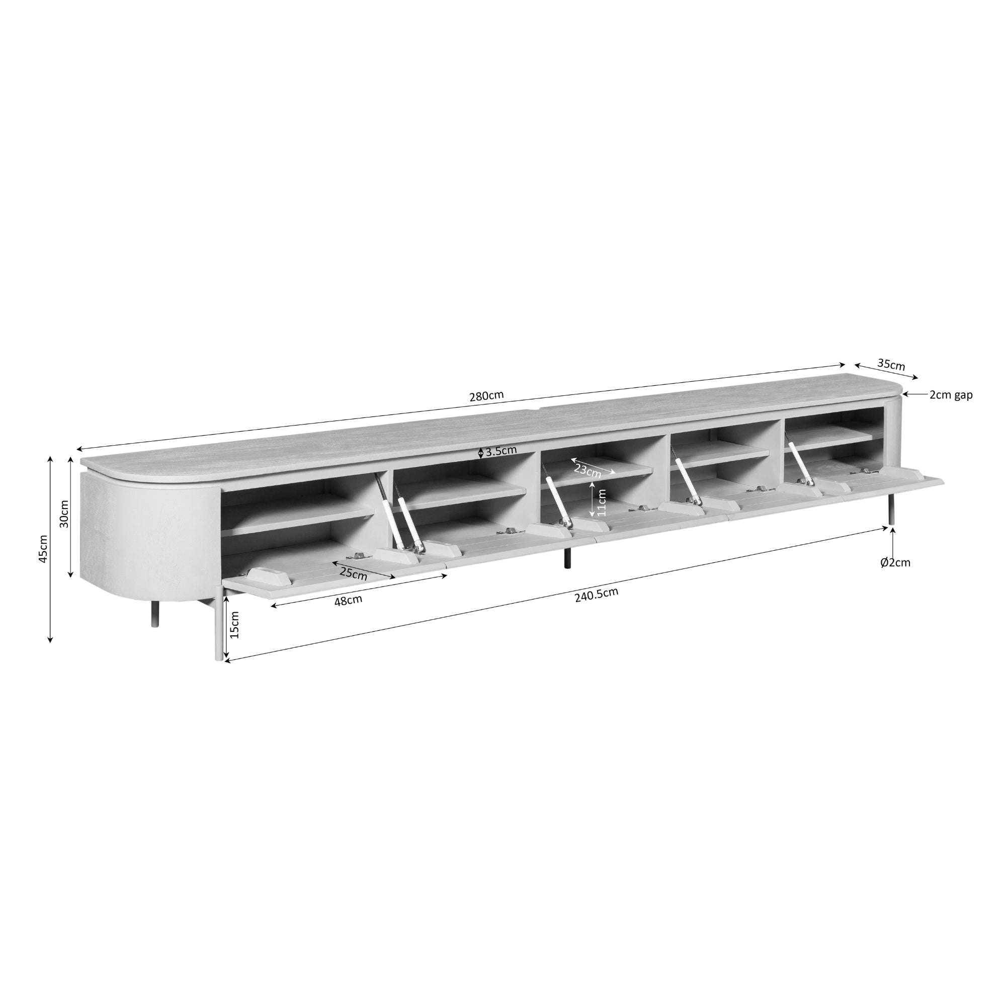 TV-Möbel Excellent Taupe | 280 cm