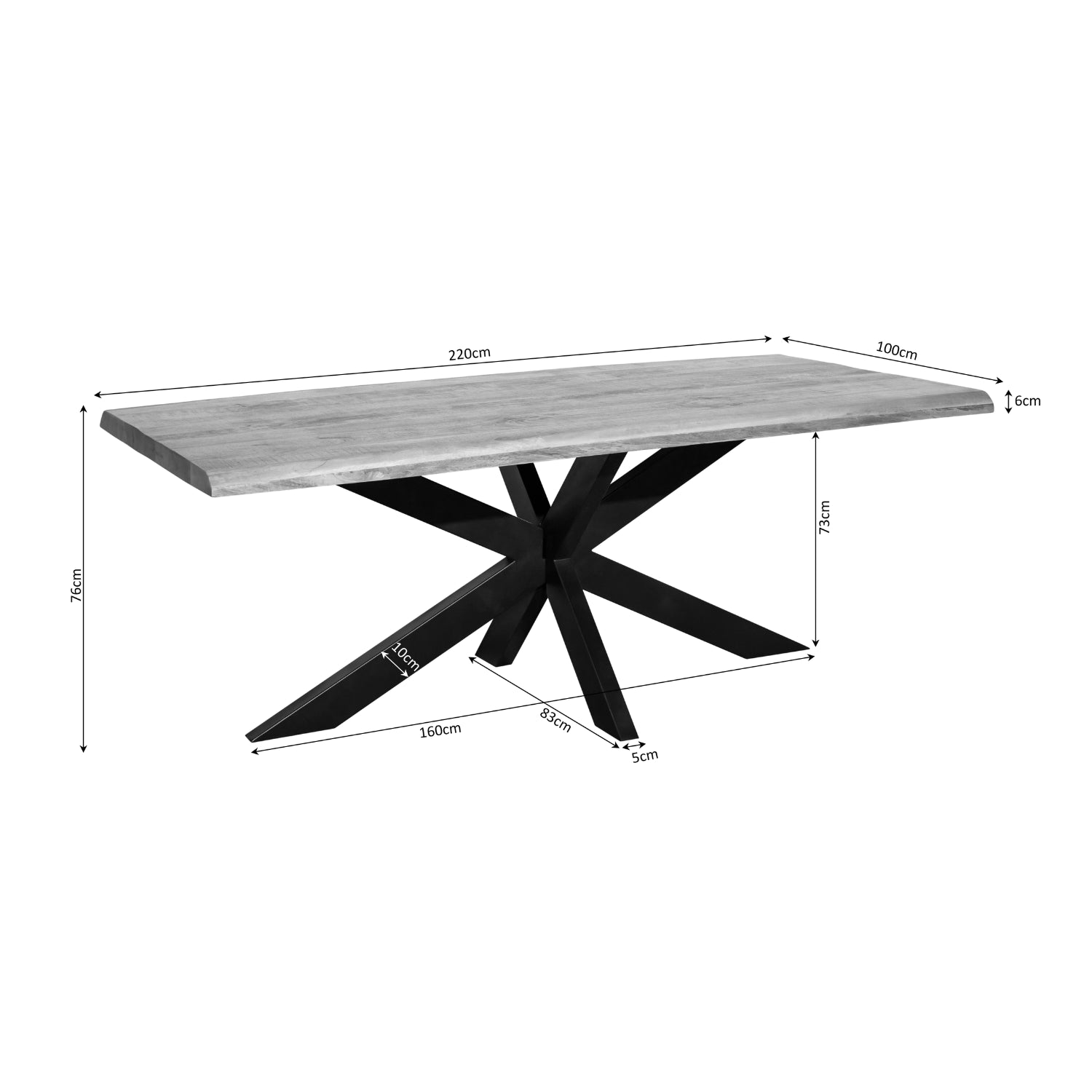 Baumkantentisch Delta Natur | 220 cm | Unikat mit Baumkante